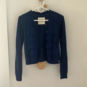 Abercrombie & Fitch ruffled Navy Button Cardigan - Size S